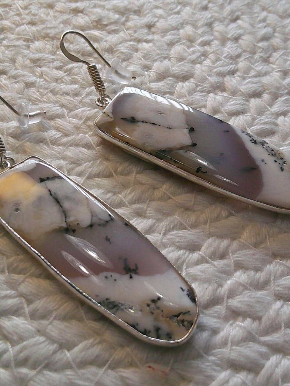 Beautiful DENDRITE OPAL Handmade Sterling 925 Dangle Earrings #813E